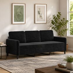 Elegant 3-Seater Black Sofa for Your Living Space