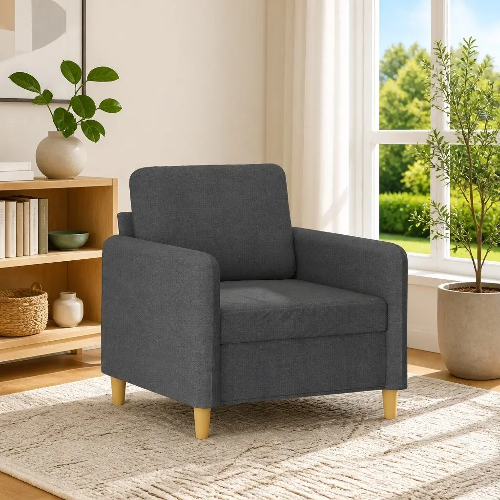 Grey Fabric Sofa Chair with Padded Seat