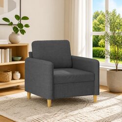 Grey Fabric Sofa Chair with Padded Seat