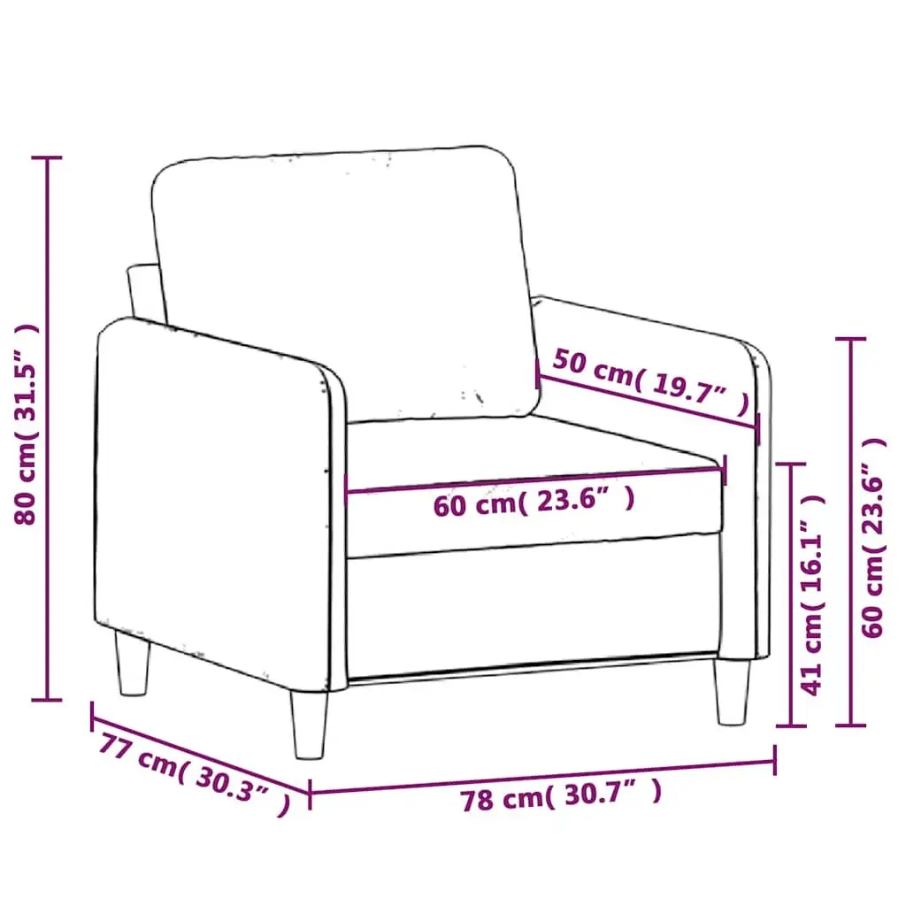 Sofa Chair Black Fabric 60cm Modern Metal Frame Padded Seat