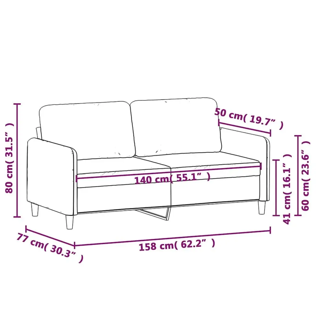 2-Seater Sofa in Black for Living Room