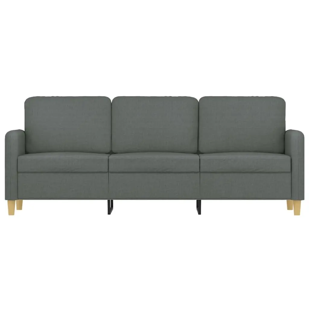 3-Seater Sofa Grey Fabric 180cm Metal Frame Living Room Couch