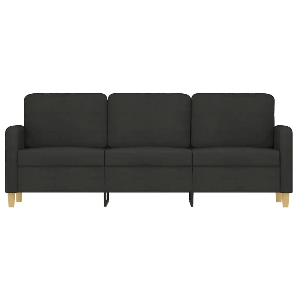 3-Seater Sofa Black Fabric 180cm Metal Frame Upholstered Lounge Seat