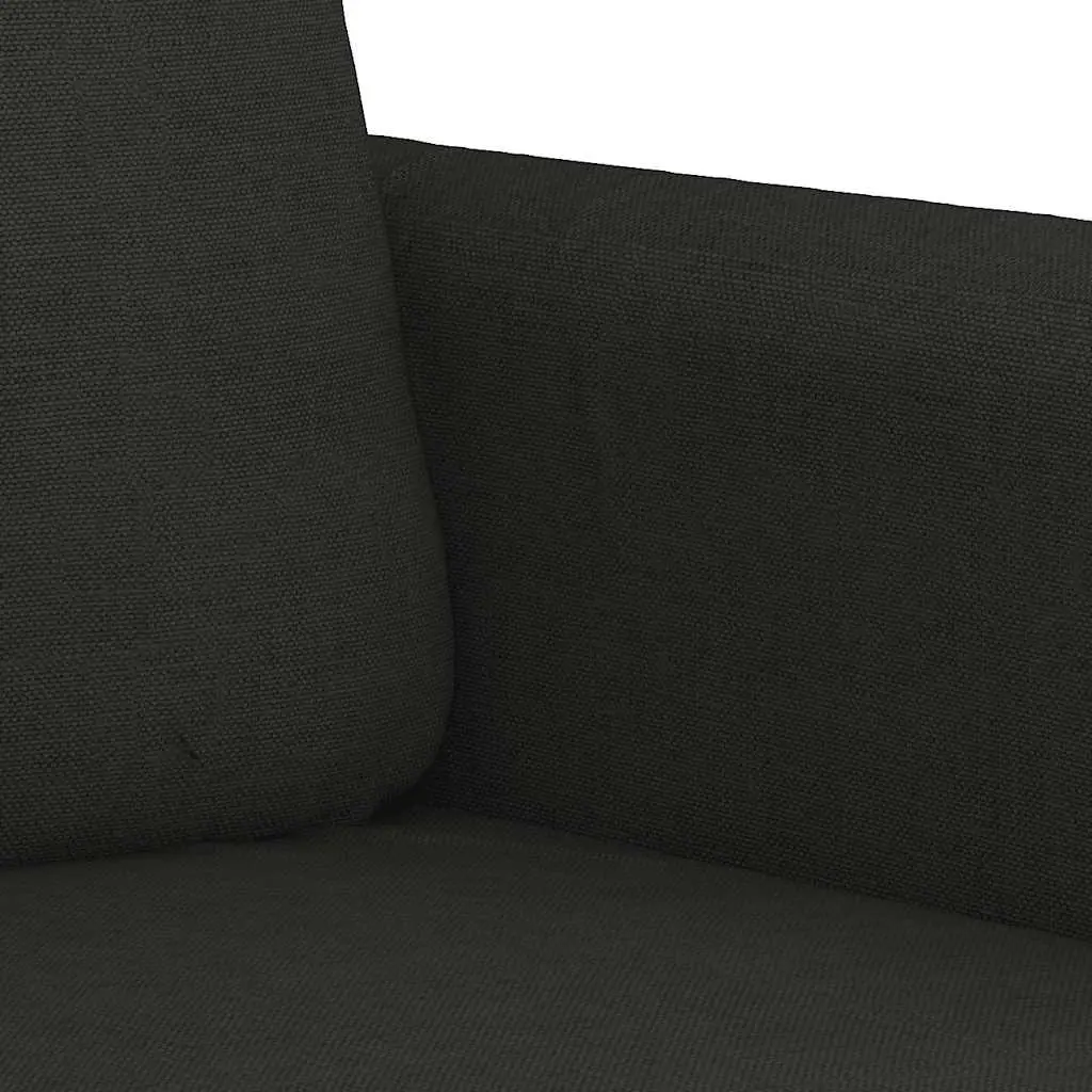 3-Seater Sofa Black Fabric 180cm Metal Frame Upholstered Lounge Seat