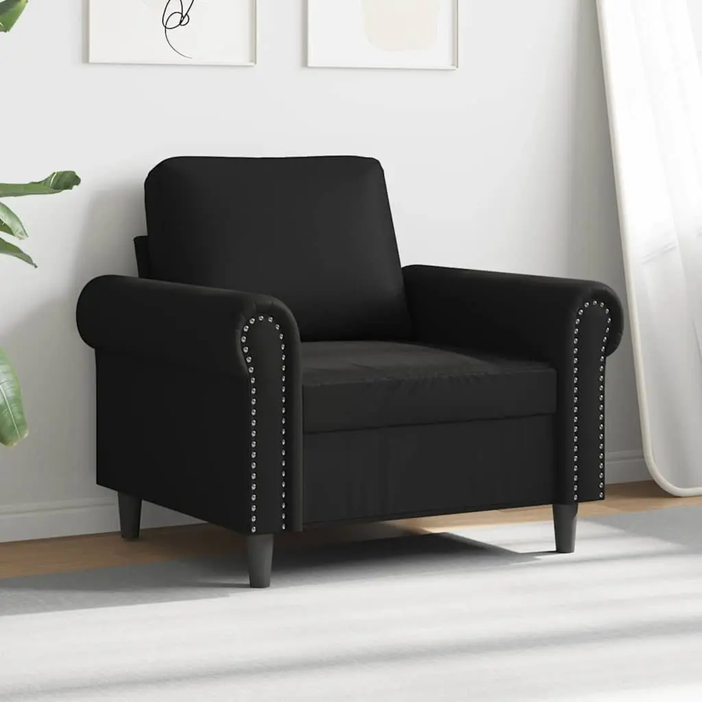 Faux Leather Sofa Chair Modern 60cm Black Metal