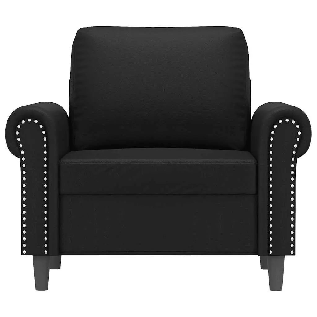 Faux Leather Sofa Chair Modern 60cm Black Metal