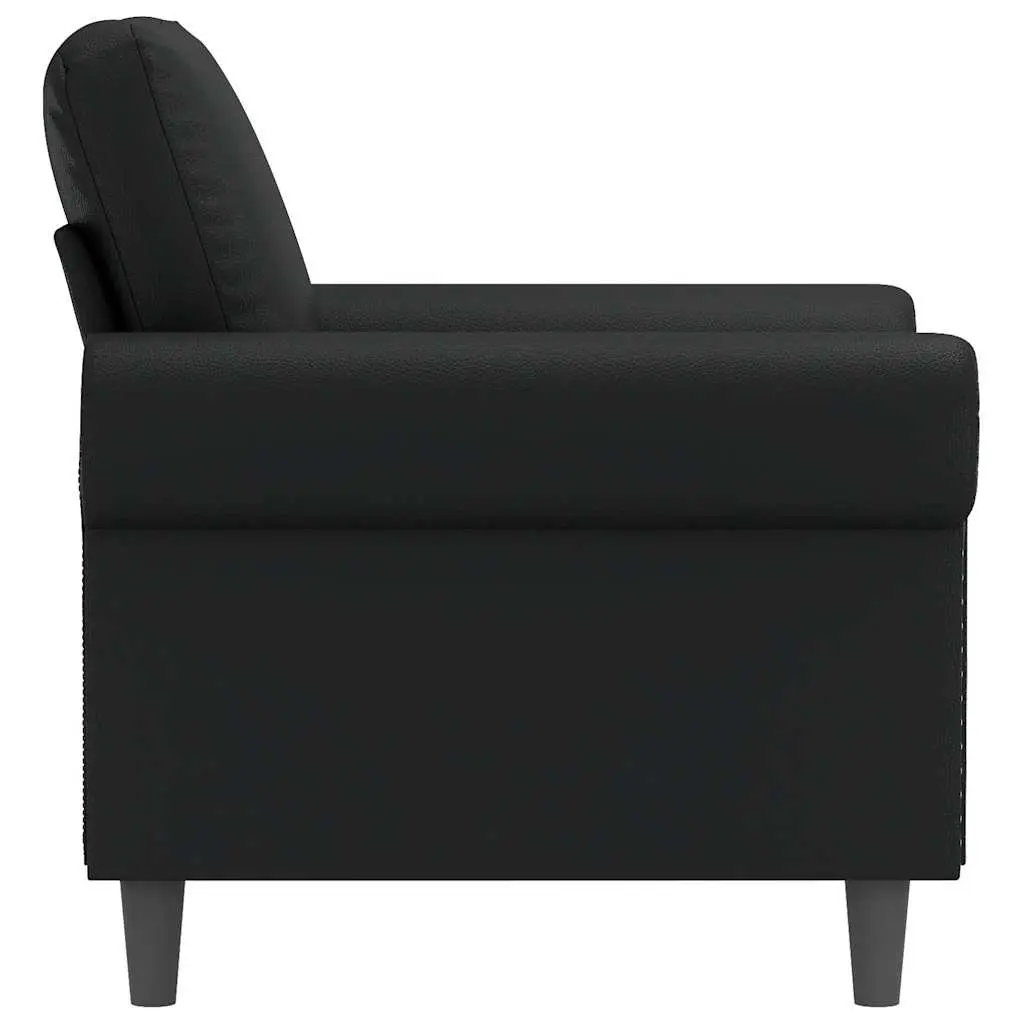 Faux Leather Sofa Chair Modern 60cm Black Metal