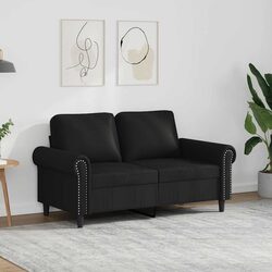 2-Seater Sofa Black 120cm Modern Living Room Couch Faux Leather Furniture