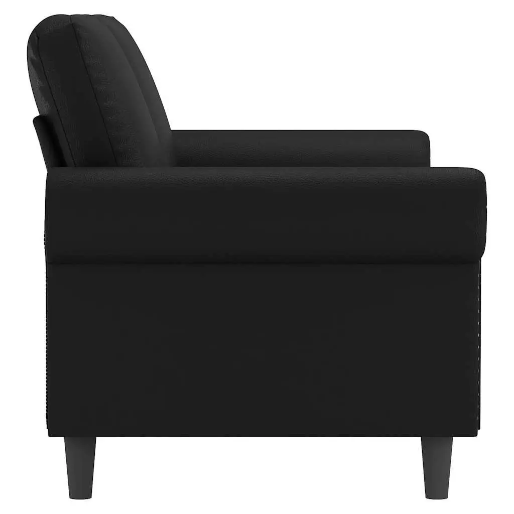 Black Faux Leather 140cm 2-Seater Sofa Modern Lounge Couch Furniture