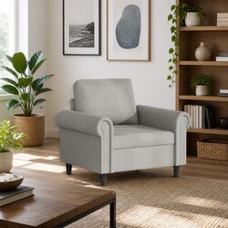 Elegant Grey Velvet Sofa Chair 60cm for Cozy Living Spaces