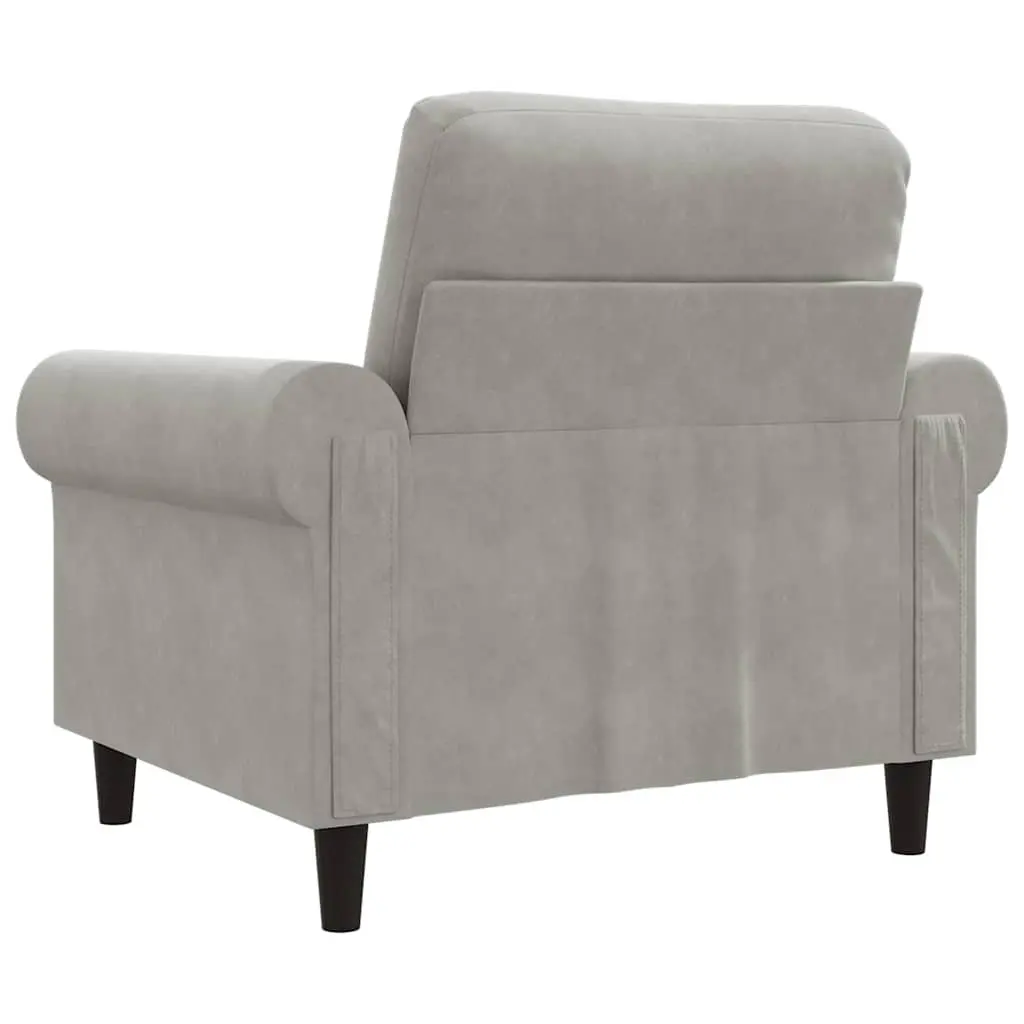 Sofa Chair Grey 60cm Velvet Armchair Comfortable Seating Living Room Furniture