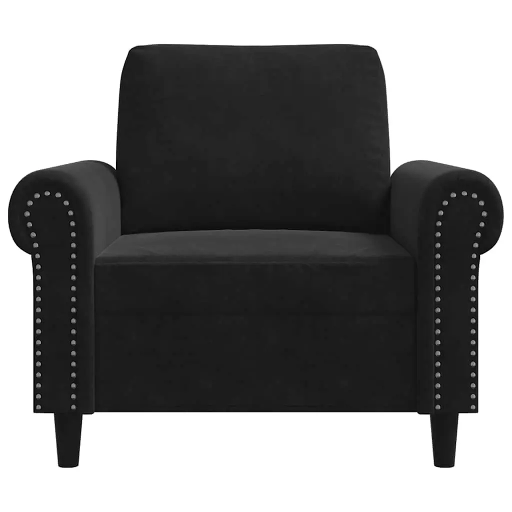 Sofa Chair Black Velvet 60cm Armchair Padded Metal Frame