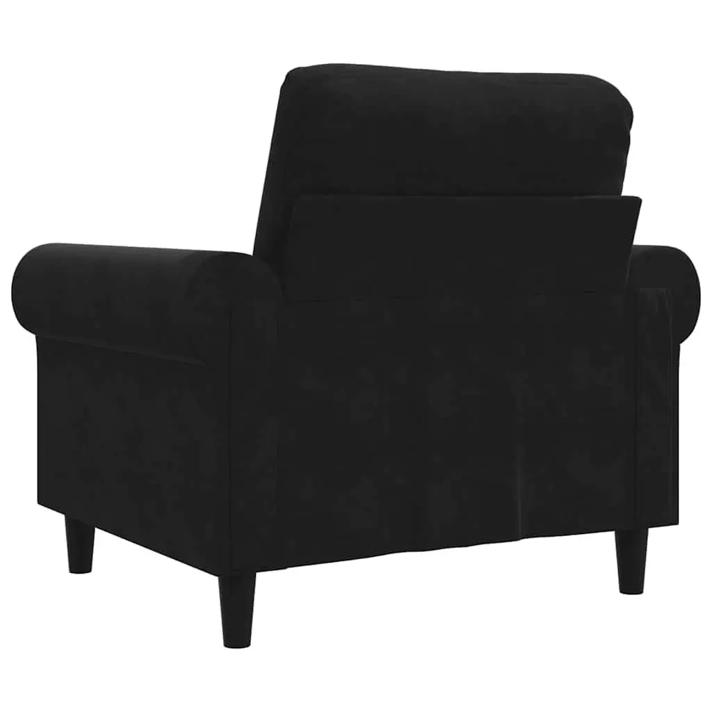 Sofa Chair Black Velvet 60cm Armchair Padded Metal Frame
