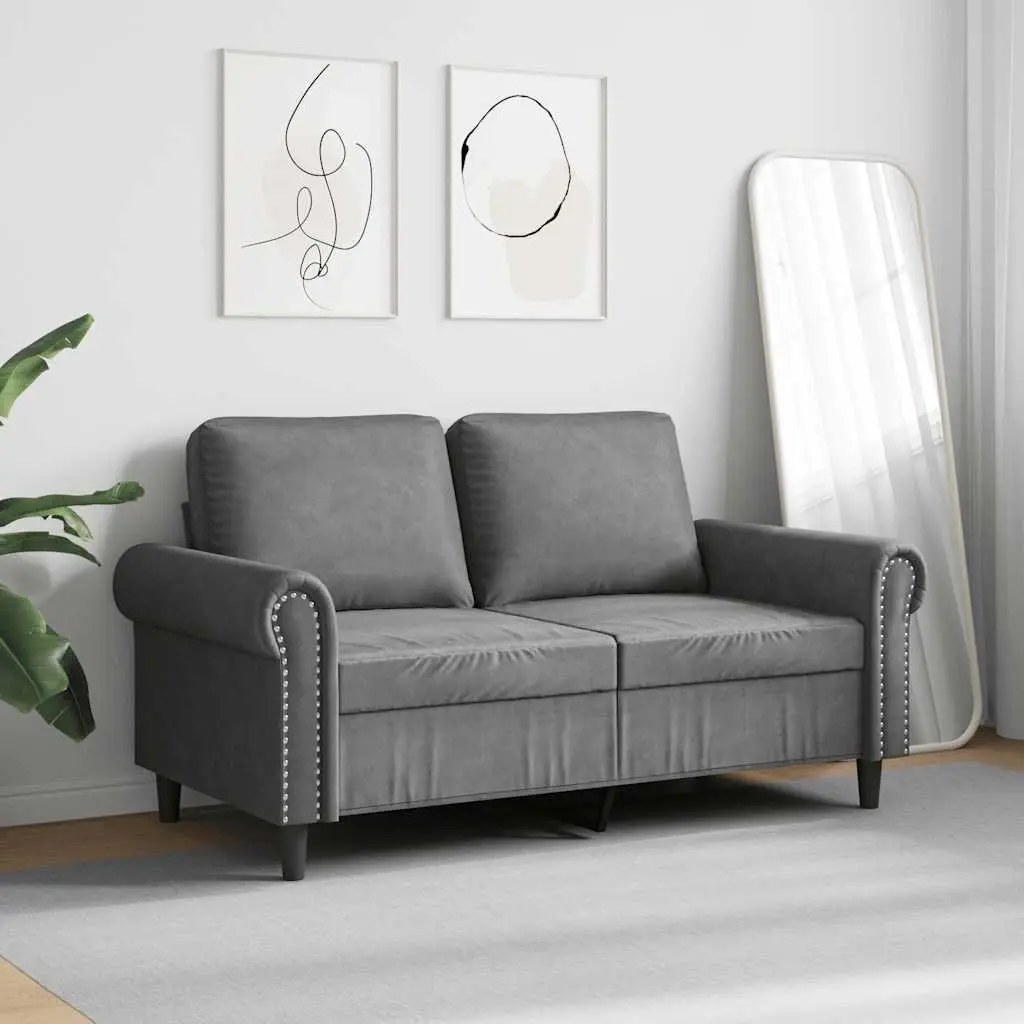 2-Seater Sofa Grey 120cm Velvet Lounge Couch Living Room Furniture