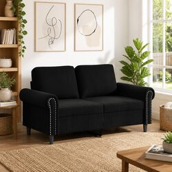 Black Velvet 2-Seater Sofa for Cozy Living Rooms