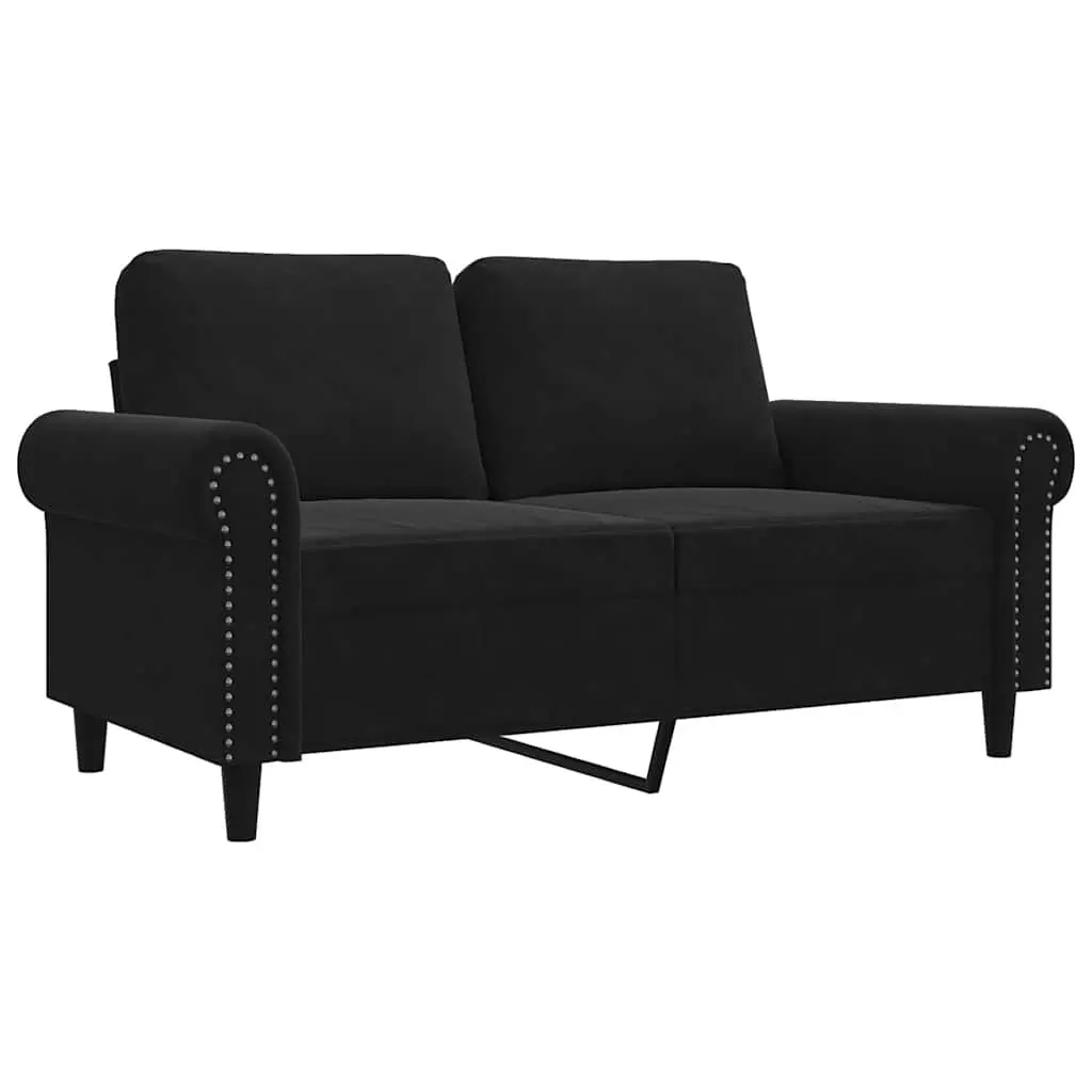 2-Seater Sofa Black 120cm Velvet Modern Couch