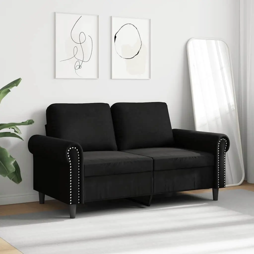 2-Seater Sofa Black 120cm Velvet Modern Couch