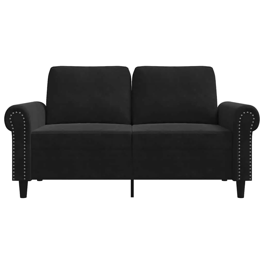 2-Seater Sofa Black 120cm Velvet Modern Couch