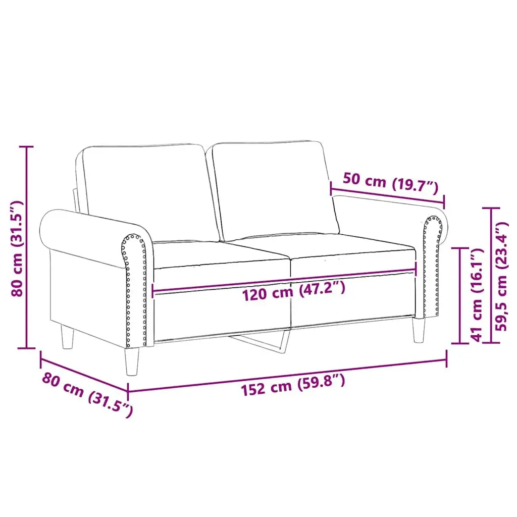 2-Seater Sofa Black 120cm Velvet Modern Couch