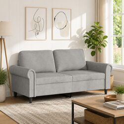 Grey 2-Seater Velvet Sofa for Cozy Living Rooms