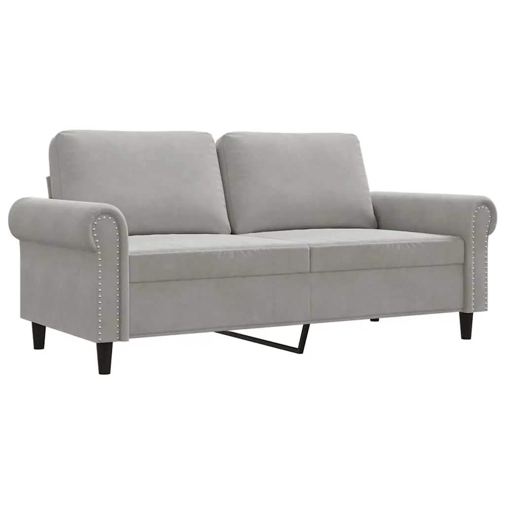 Grey Velvet Upholstered 2-Seater Sofa 140cm Modern Couch Living Room Furniture