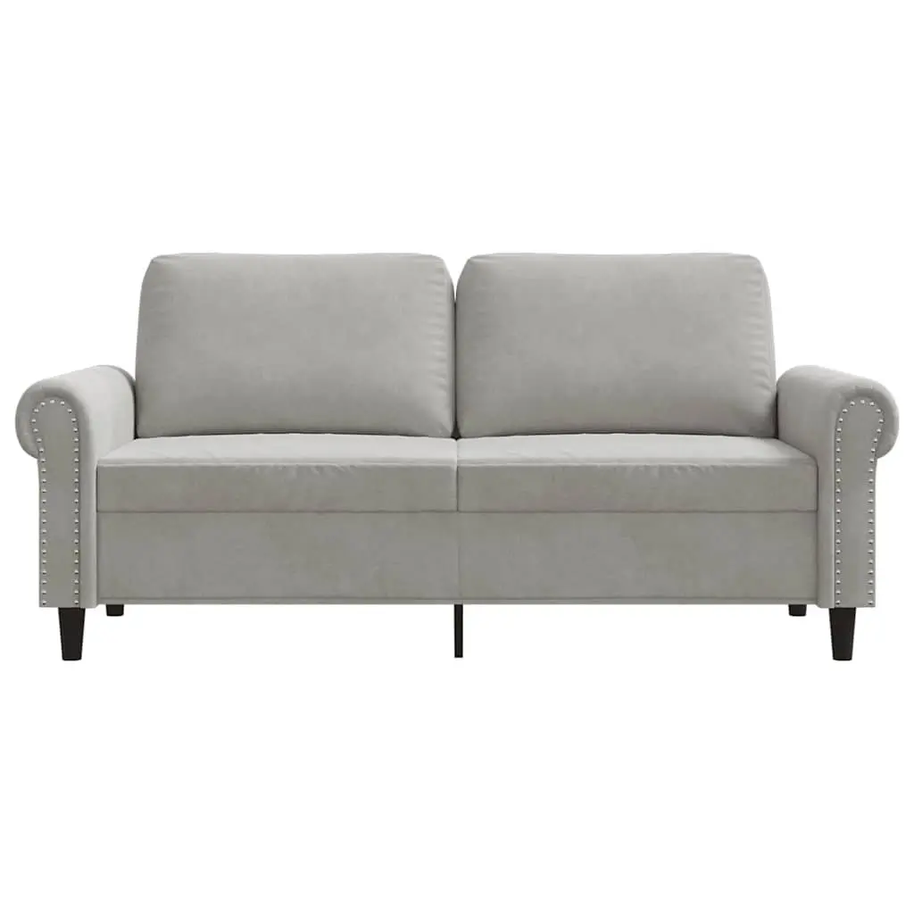 Grey Velvet Upholstered 2-Seater Sofa 140cm Modern Couch Living Room Furniture
