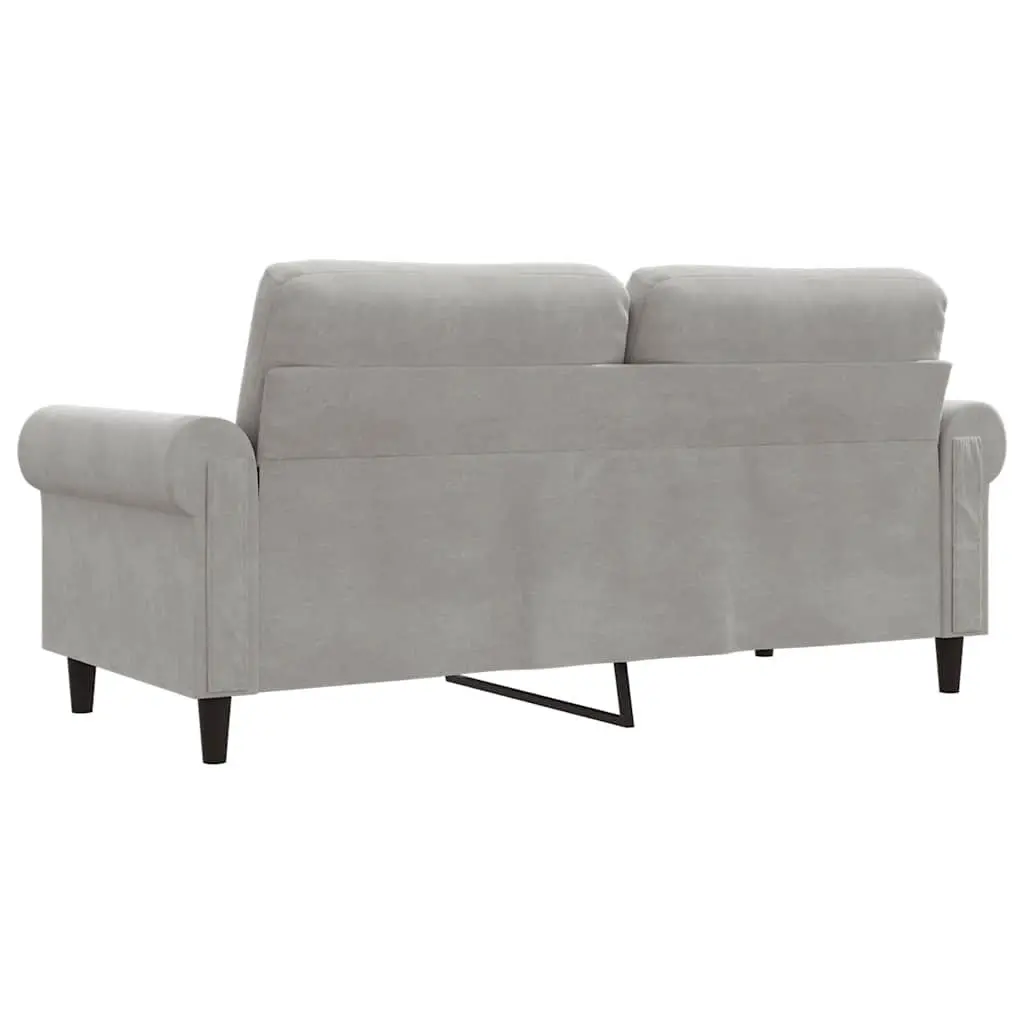 Grey Velvet Upholstered 2-Seater Sofa 140cm Modern Couch Living Room Furniture