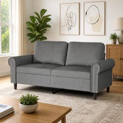 Grey 2-Seater Sofa 140cm Comfortable Modern Couch