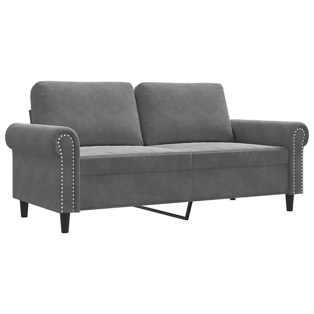 2-Seater Sofa Grey 140cm Modern Living Room Couch Velvet Upholstered Furniture