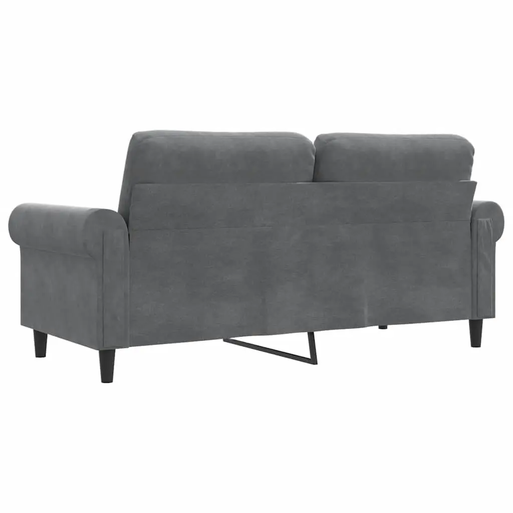 2-Seater Sofa Grey 140cm Modern Living Room Couch Velvet Upholstered Furniture