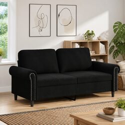 Cozy Black Velvet 2-Seater Sofa for Living Rooms