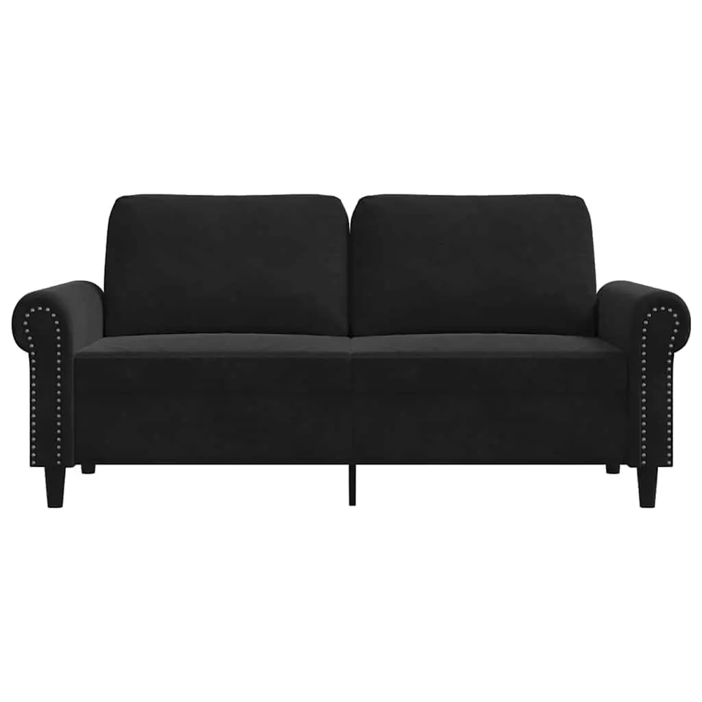 Black Velvet 2-Seater Sofa for Living Rooms