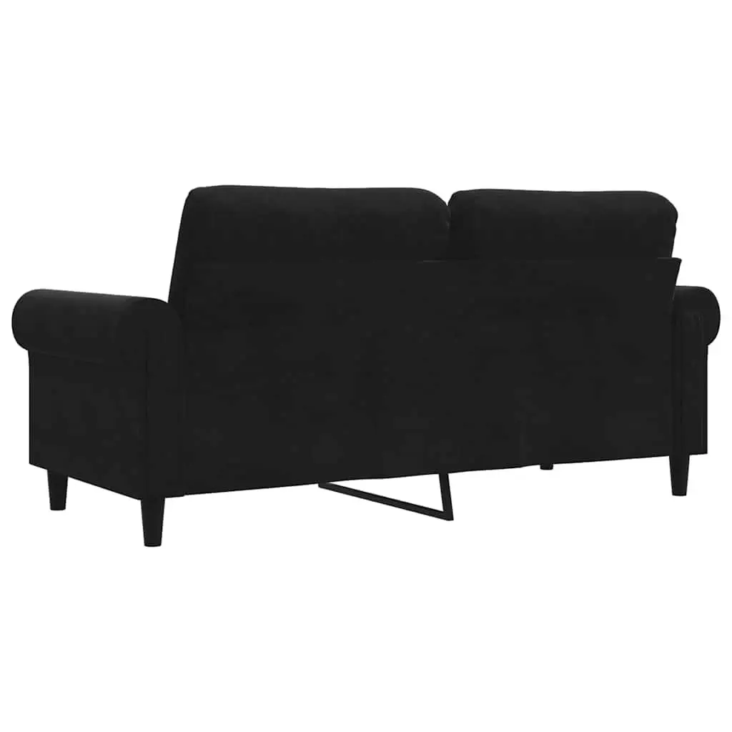 Black Velvet 2-Seater Sofa for Living Rooms