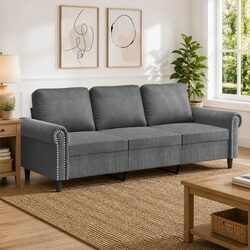 Grey Velvet 3-Seater Sofa for Cozy Living Spaces