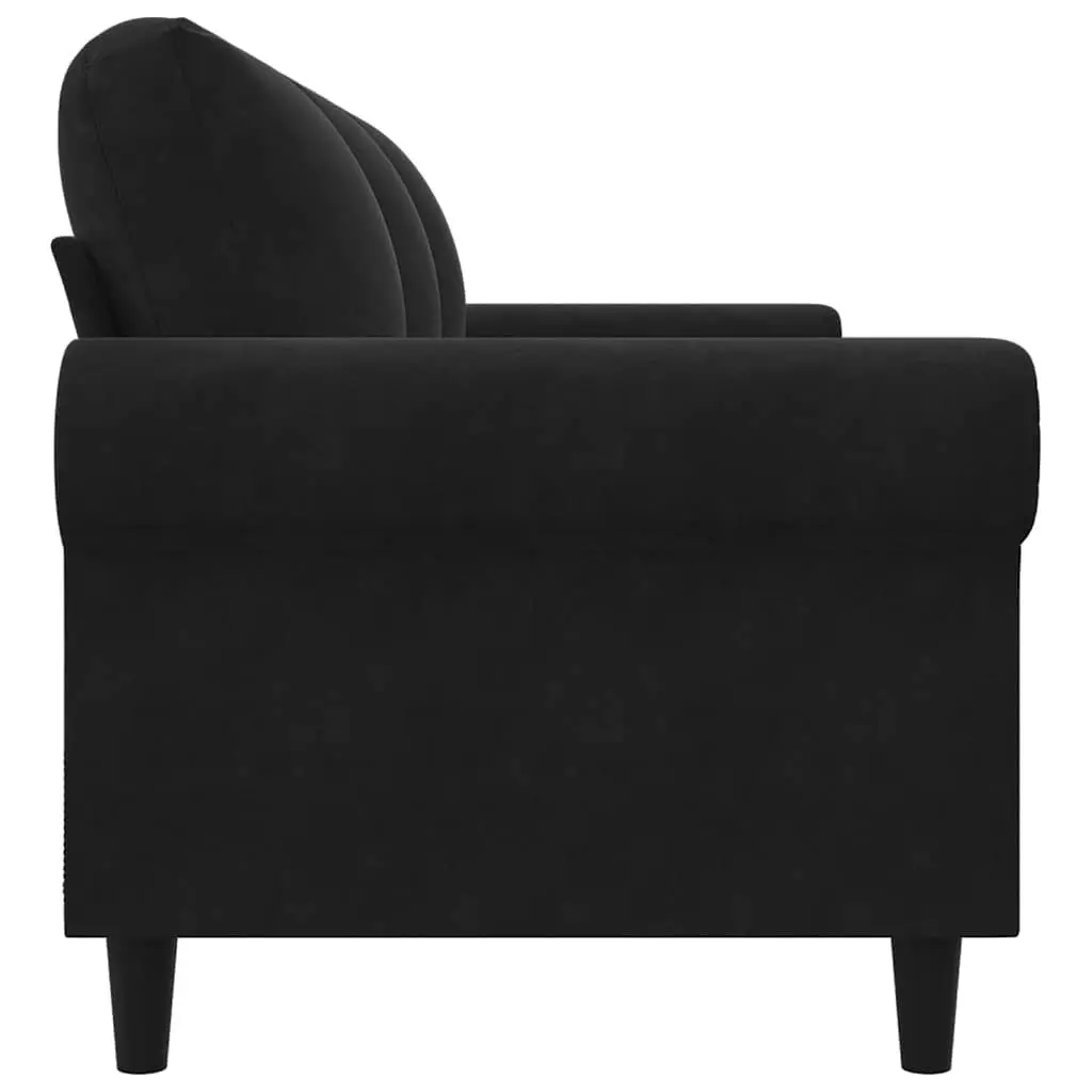 3-Seater Sofa Black 180cm Modern Velvet Upholstered Couch