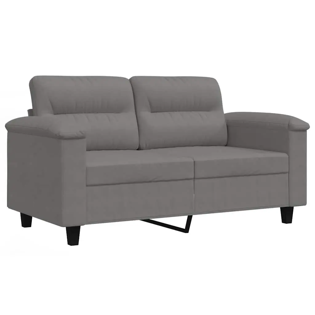 2-Seater Sofa Grey Microfibre Upholstered Couch 120cm Modern Living Room
