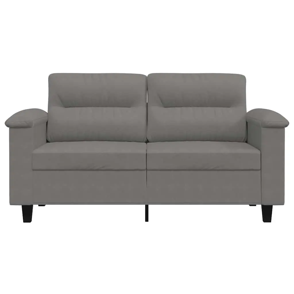 2-Seater Sofa Grey Microfibre Upholstered Couch 120cm Modern Living Room