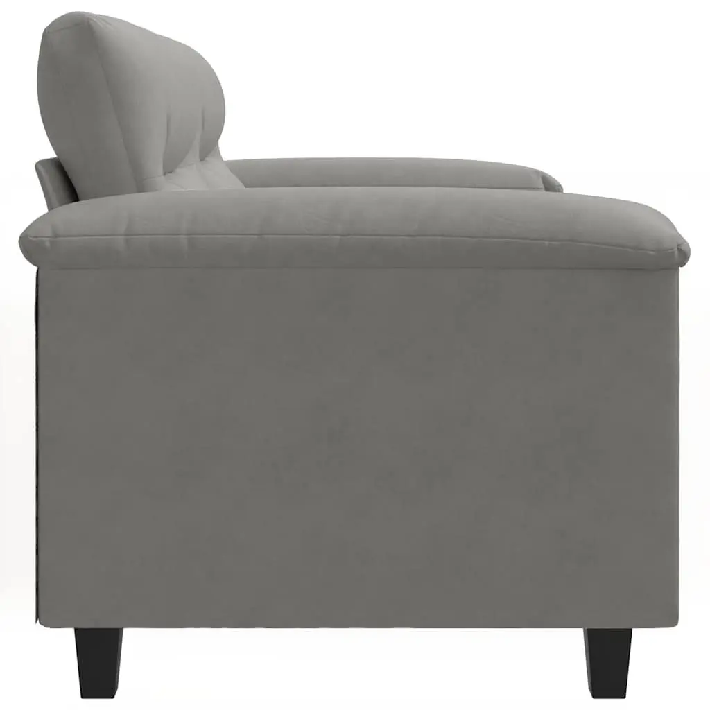 2-Seater Sofa Grey Microfibre Upholstered Couch 120cm Modern Living Room