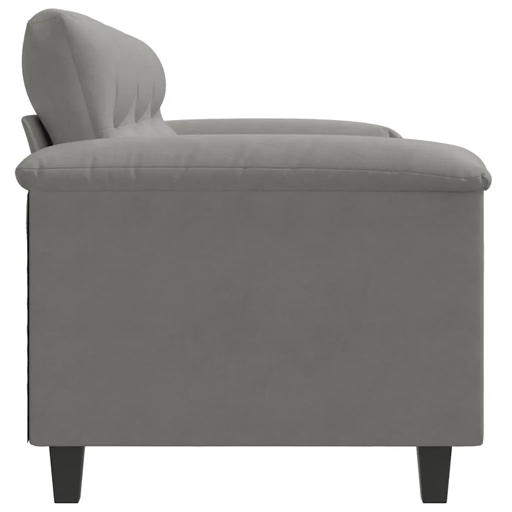 Grey Microfibre Upholstered 3-Seater Sofa Contemporary Lounge Couch 180cm Metal Frame