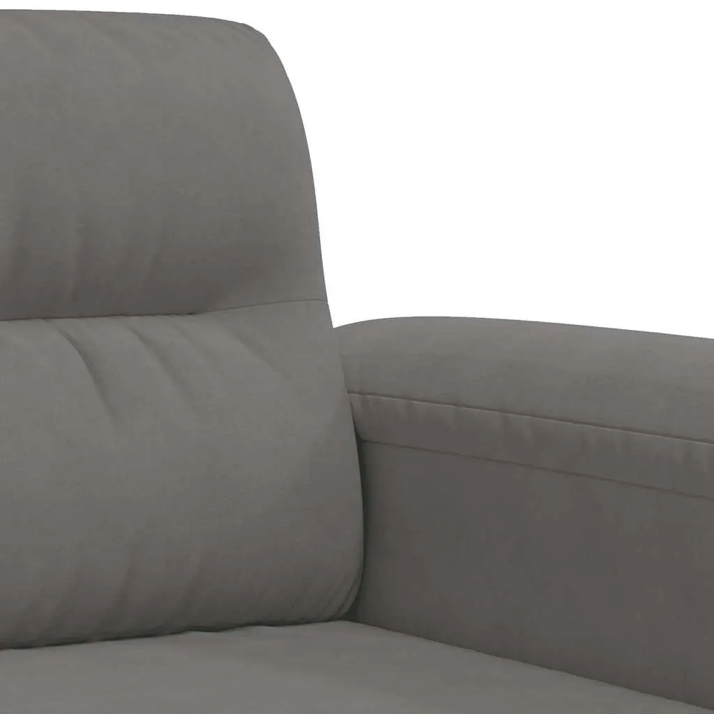 Grey Microfibre Upholstered 3-Seater Sofa Contemporary Lounge Couch 180cm Metal Frame