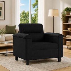 Inviting Black Faux Leather Sofa Chair 60cm