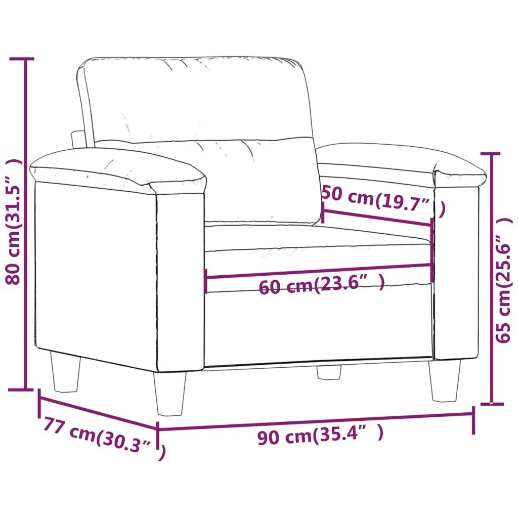 Black Sofa Chair 60cm Modern Armchair Faux Leather Lounge Seat Relaxation