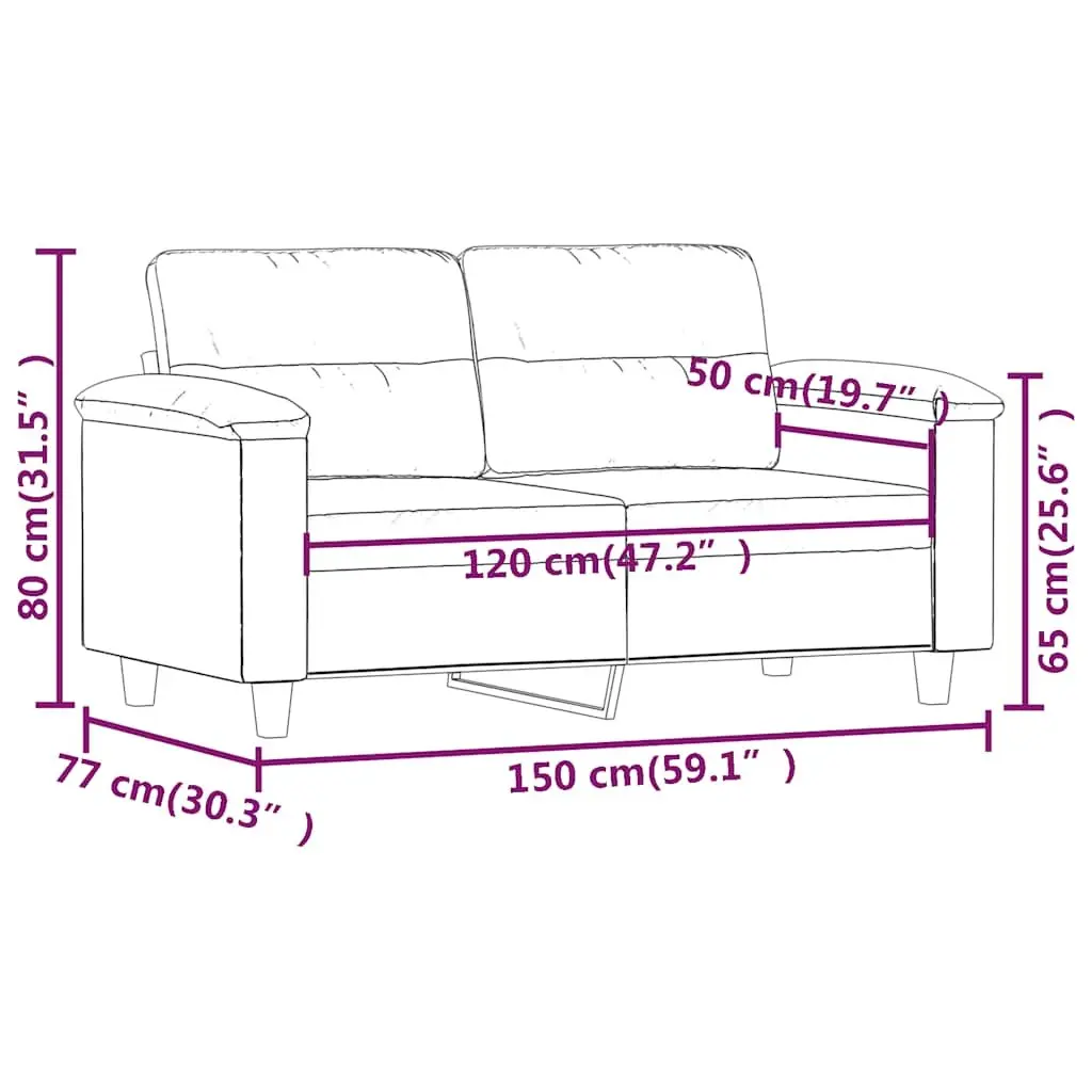 2-Seater Sofa Black 120cm Modern Lounge Couch Faux Leather Living Room Furniture
