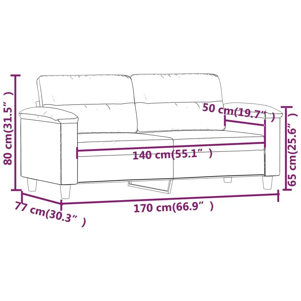 2-Seater Sofa Black 140cm Modern Living Room Couch Lounge Furniture