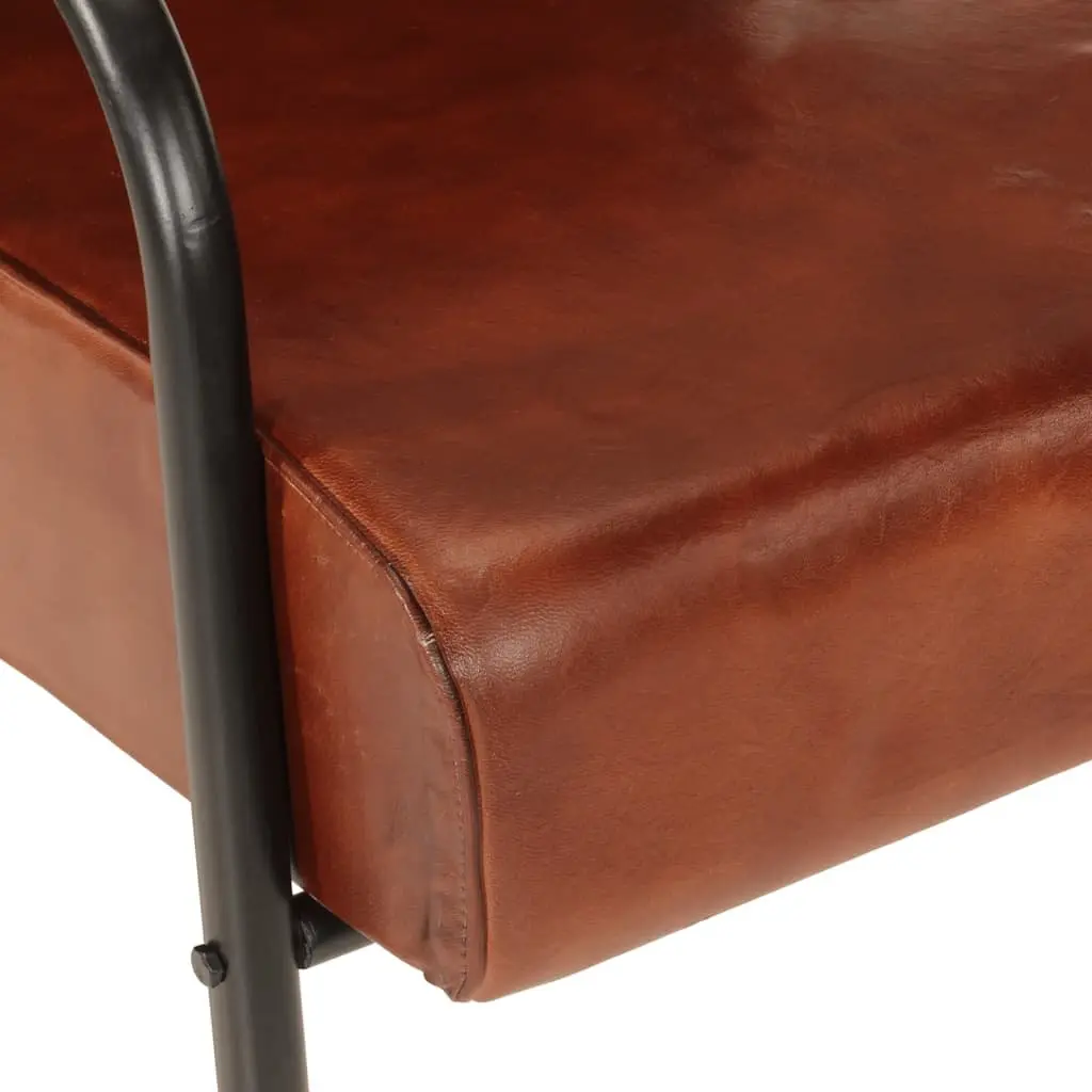 Brown Leather Armchair Single Sofa Chair Lounge Seat Iron Frame