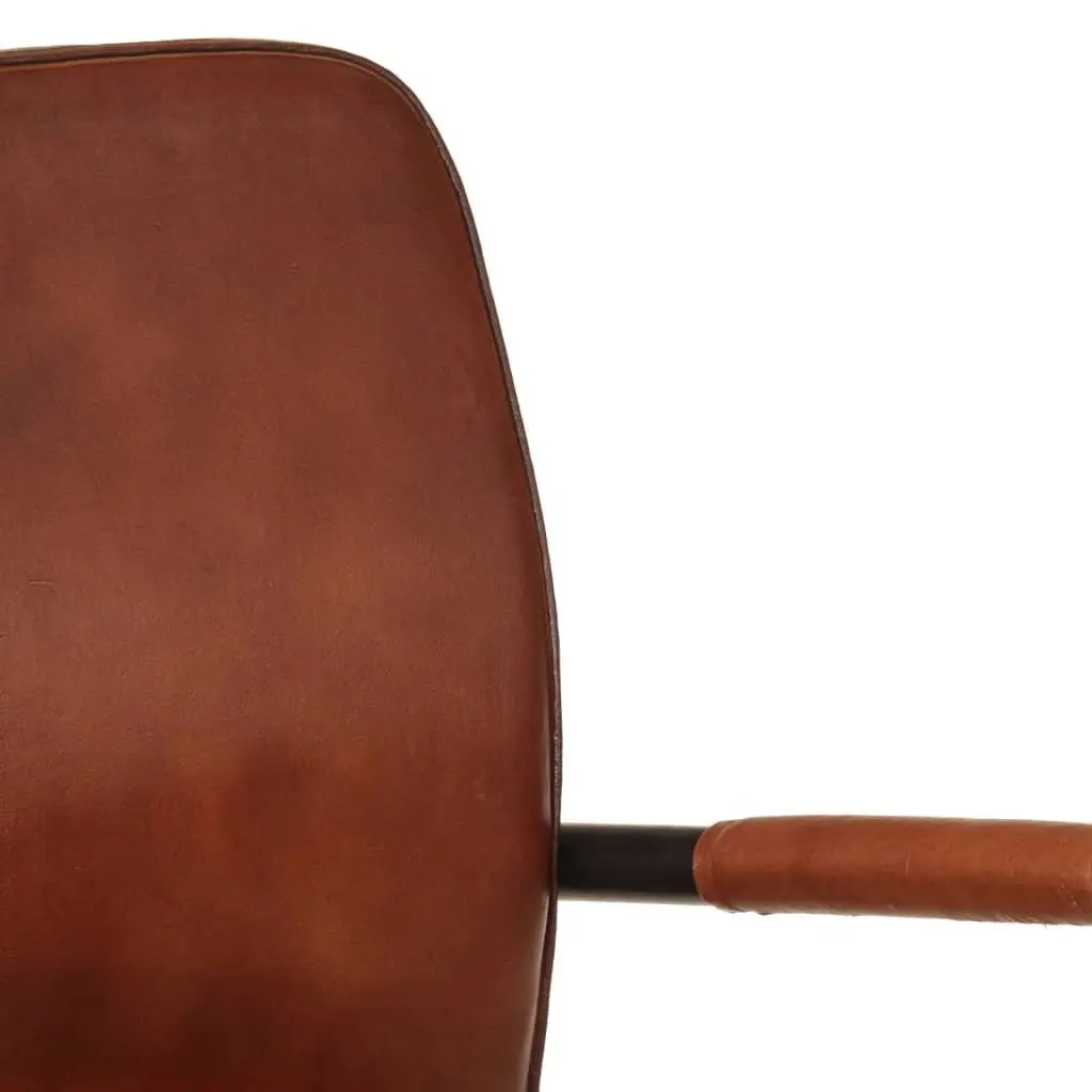 Brown Leather Armchair Single Sofa Chair Lounge Seat Iron Frame