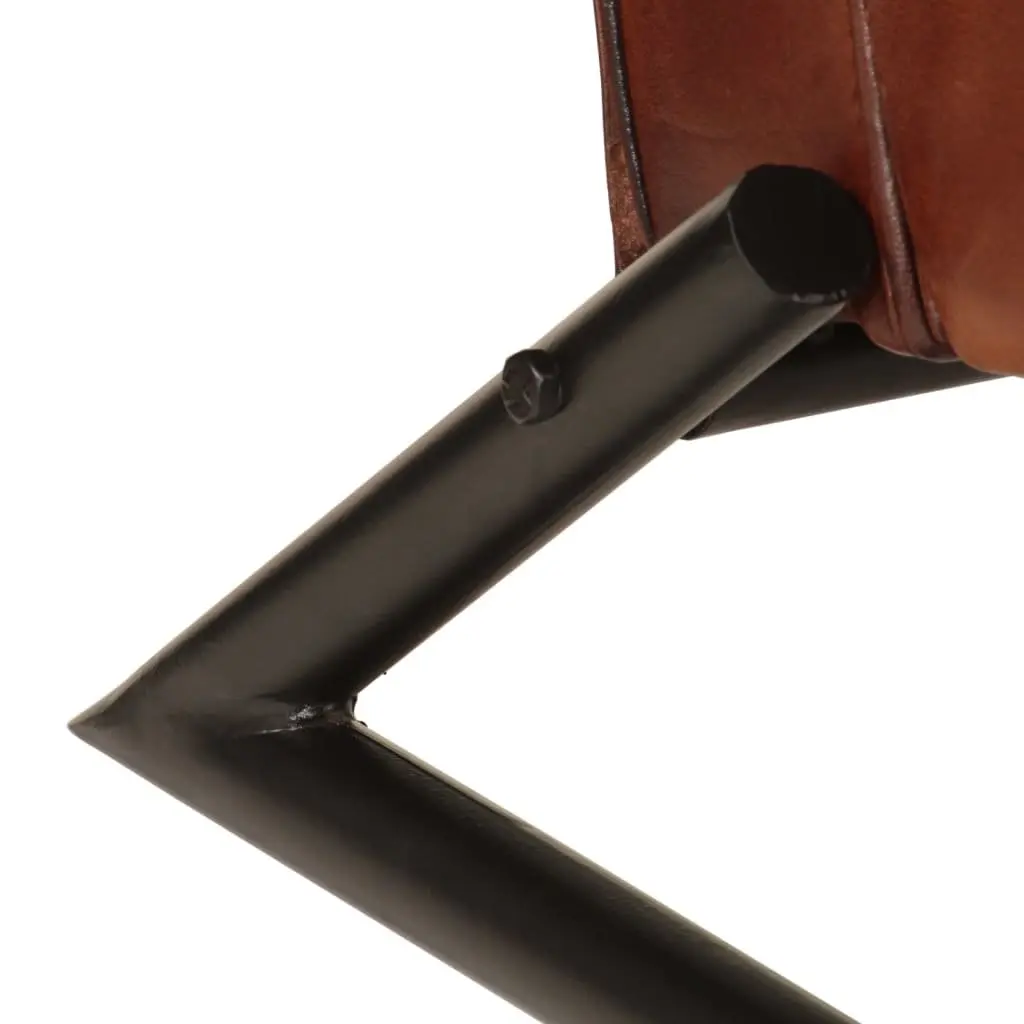 Brown Leather Armchair Single Sofa Chair Lounge Seat Iron Frame