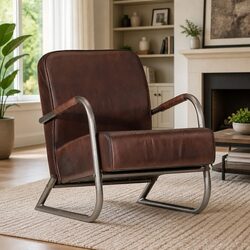 Brown Leather Lounge Chair for Comfortable Living Spaces