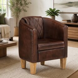 Brown Leather Tub Chair for Cozy Living Spaces
