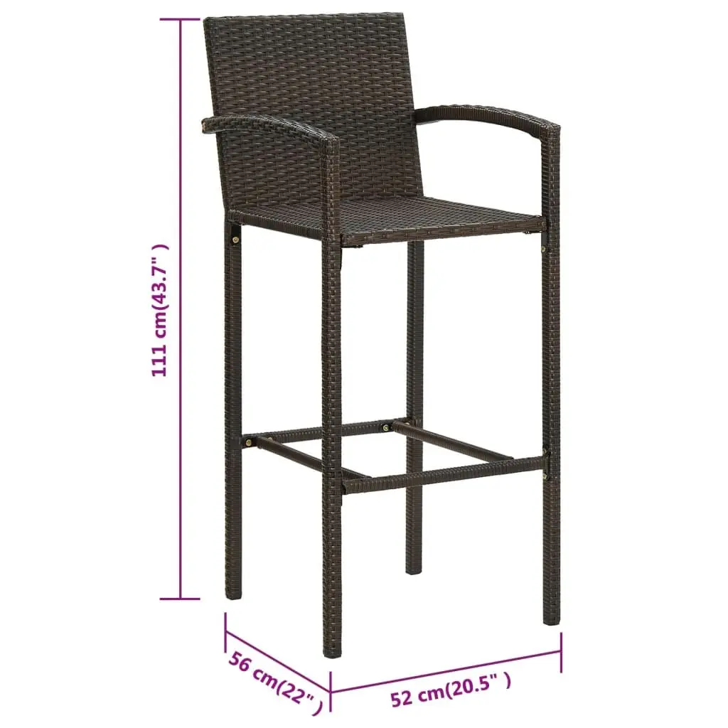 Brown Bar Stools Set of 4 for Indoor & Outdoor